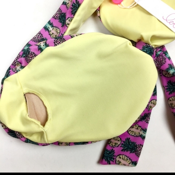 Lolli Tropical Pineapple Bandeau Swim Top Sz M - Picture 5 of 7
